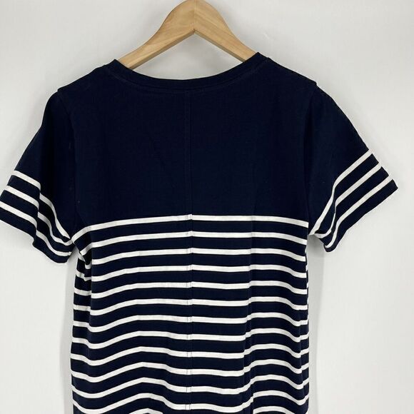 J Crew T Shirt Dress Size Small Womens Navy White Nautical Stripe Cotton Pocket - Picture 6 of 9